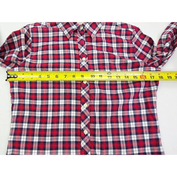 Banana Republic Size XS Red White Blue Check Long Sleeve Women Soft Wash Shirt - Picture 3 of 9
